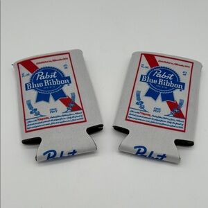 New Pabst Blue Ribbon 16oz PBR Beer Can Wrap Coolers Koozies Hughies (Set of 2)